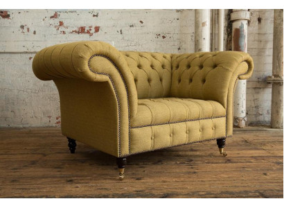 Divano Chesterfield Design Poltrona Divano Imbottito di Lusso in Tessuto 1 Posto #100