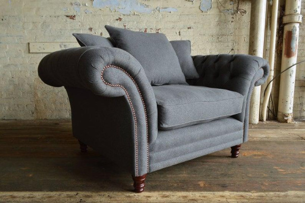 Chesterfield Design Divano Poltrona Divano Imbottito Tessuto di lusso Divano 1 Posto #110