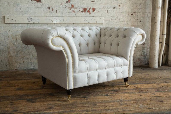 Chesterfield Design Divano Poltrona Couch Rivestimento Tessuto di lusso 1 Posto #112