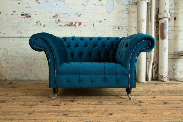 Chesterfield poltrona divano da TV 1 posto tessuto stoffa poltrone imbottita 131