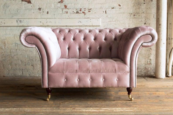 Divano Chesterfield Design Poltrona Divano Imbottito di Lusso Tessuto Divani 1 Posto #133