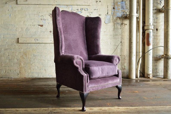 Chesterfield poltrona ad ala ad un posto divano imbottita in pelle tessuto divano.