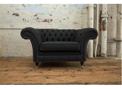 Chesterfield poltrona divano TV 1 posto tessuto divano imbottito.