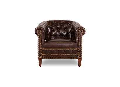 Poltrona design monoposto in pelle marrone tessuto di lusso Club Lounge Sofa Chesterfield.