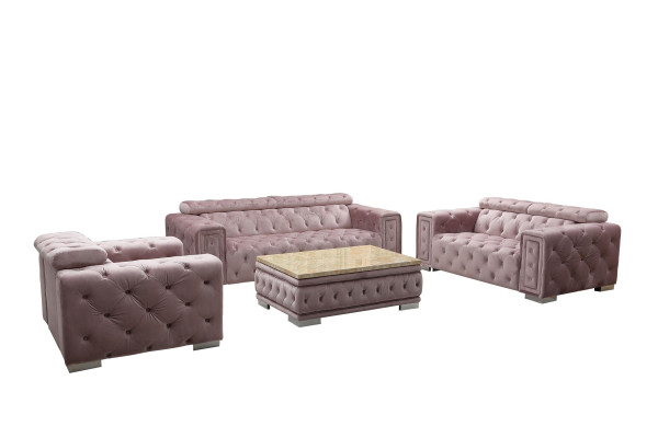 Set divano imbottito Chesterfield design divano 3+2+1 tessuto 9914
