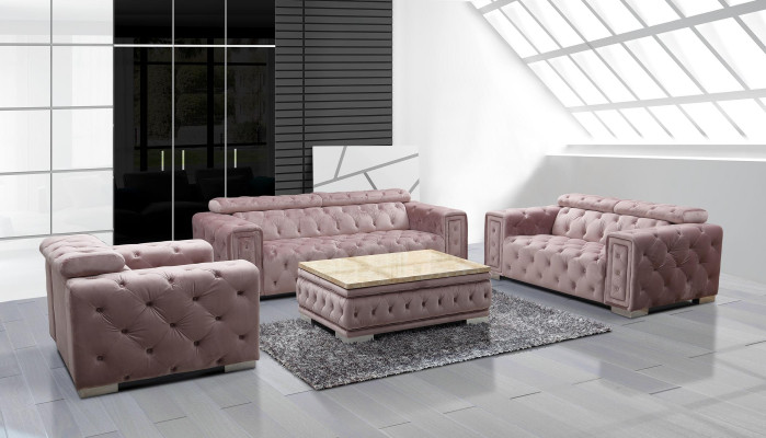Set divano imbottito Chesterfield design divano 3+2+1 tessuto 9914
