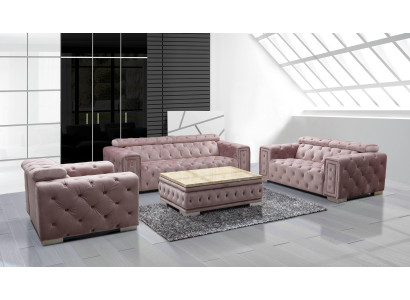 Set divano imbottito Chesterfield design divano 3+2+1 tessuto 9914