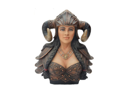 Busto di un guerriero con elmo a corna statue di vichinghi cifre statua