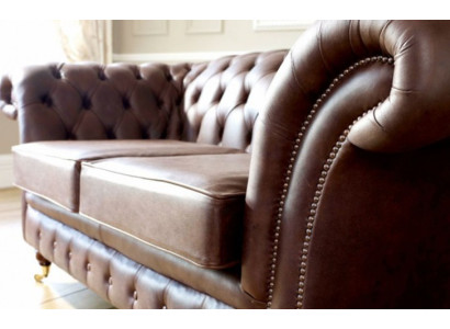 Chesterfield Mens Club Divano in pelle 2 posti marrone NEW jvmoebel ®