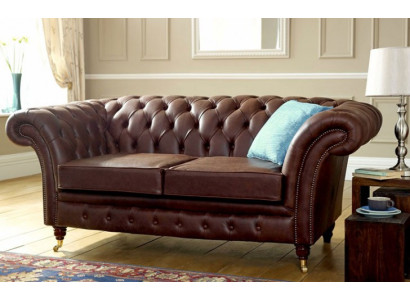 Chesterfield Mens Club Divano in pelle 2 posti marrone NEW jvmoebel ®