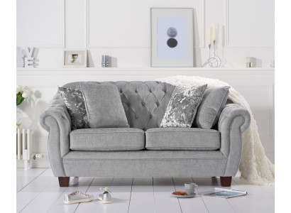 Chesterfield Divano Couch Imbottito in Tessuto Pelle 2 Posti