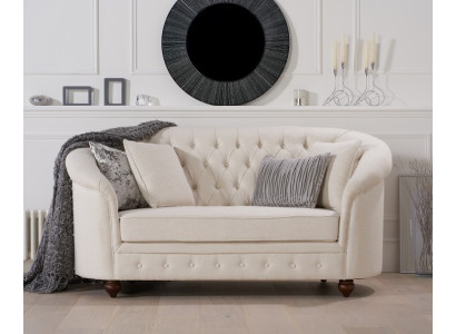 Classico divano in tessuto - Beige Chesterfield in tessuto divano a 2 posti Nuovo jvmoebel ®