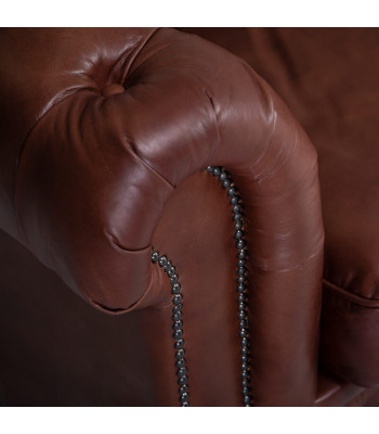 Chesterfield 2 posti Classico lusso Barocco Rococò Divano in pelle marrone Nuovo