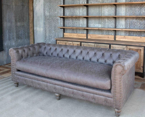 Chesterfield 3 posti Divano classico di lusso Barocco ottocentesco in tessuto e pelle