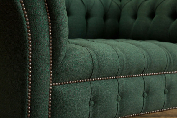 Divano imbottito in tessuto Chesterfield, set di divani con divani 1,5 posti e 3 posti.