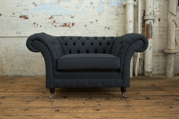 Divano imbottito design nero nero 1,5 posti Soofas Mobili Chesterfield