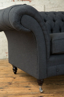 Divano imbottito design nero nero 1,5 posti Soofas Mobili Chesterfield