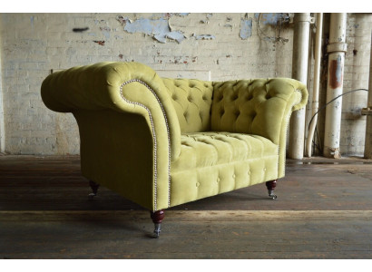 Chesterfield Design tessuto divano poltrona 1,5 posti divani lounge velluto verde