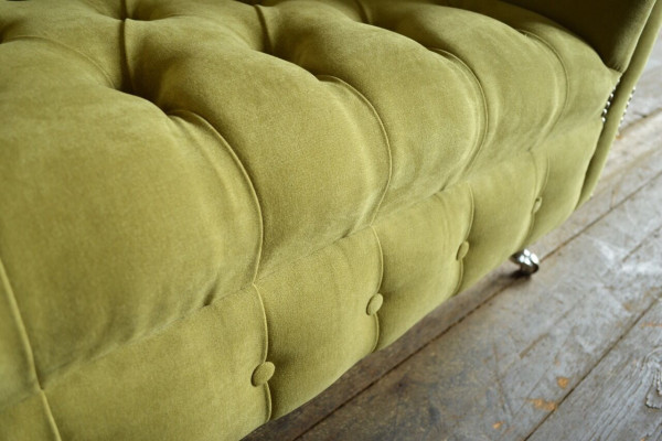 Chesterfield Design tessuto divano poltrona 1,5 posti divani lounge velluto verde