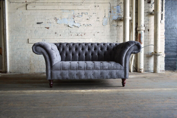 Chesterfield Divano a 2 posti Divani Divani Soggiorno Design Divano Grigio Nuovo