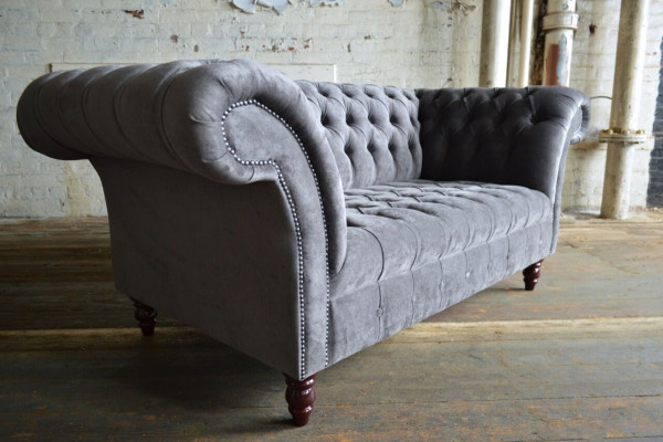 Chesterfield Divano a 2 posti Divani Divani Soggiorno Design Divano Grigio Nuovo
