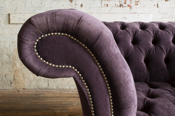 Chesterfield poltrona divano imbottito divano divani 1,5 posti singolo viola tessile