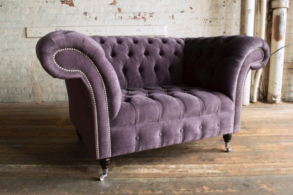 Chesterfield poltrona divano imbottito divano divani 1,5 posti singolo viola tessile