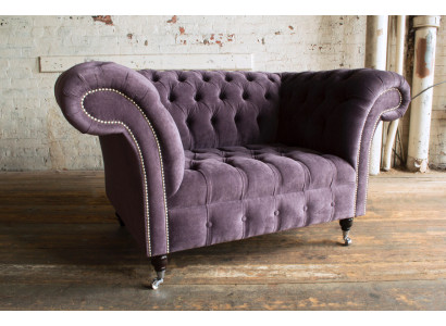 Chesterfield poltrona divano imbottito divano divani 1,5 posti singolo viola tessile