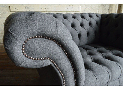 Chesterfield Design Tessuto Divano Poltrona 1,5 Posti Divani Imbottiti Lounge Nuovo Club