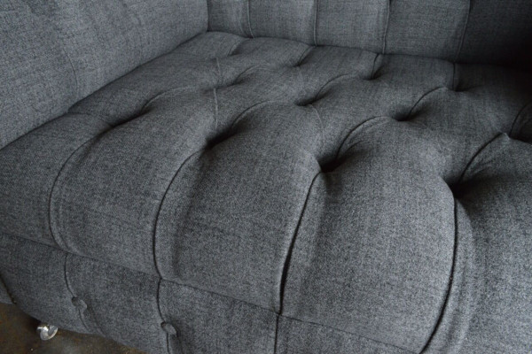 Chesterfield Design Tessuto Divano Poltrona 1,5 Posti Divani Imbottiti Lounge Nuovo Club