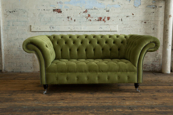 Divano Chesterfield 2 posti imbottito in tessuto di stoffa in pelle Divani Divani Divano