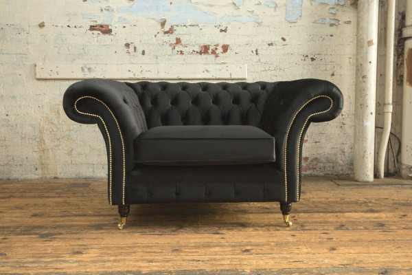 Chesterfield Design Tessuto Divano Poltrona 1.5 Posti Divani Imbottiti Lounge Nuovo Club