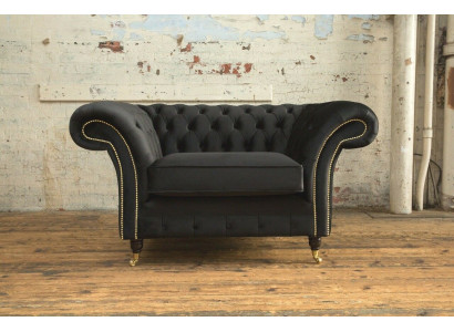 Chesterfield Design Tessuto Divano Poltrona 1.5 Posti Divani Imbottiti Lounge Nuovo Club