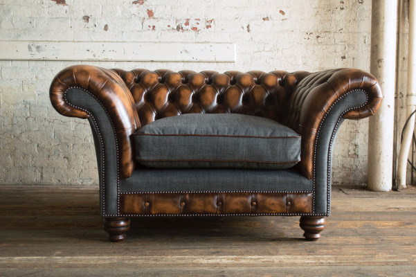 Chesterfield Design tessuto divano poltrona 1,5 posti divani imbottiti Lounge Nuovo Club