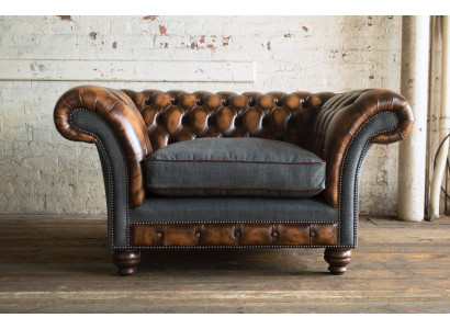 Chesterfield Design tessuto divano poltrona 1,5 posti divani imbottiti Lounge Nuovo Club