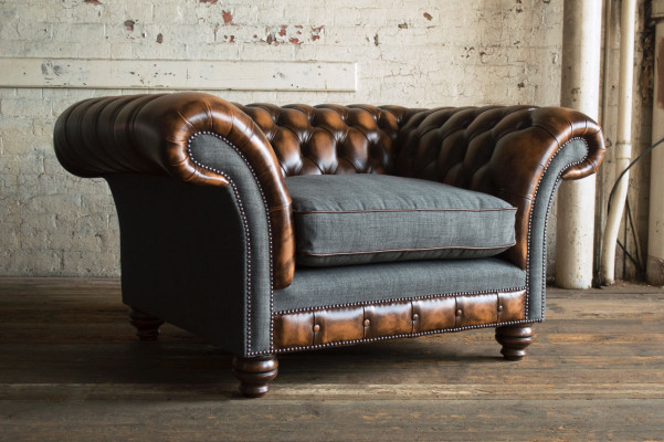Chesterfield Design tessuto divano poltrona 1,5 posti divani imbottiti Lounge Nuovo Club