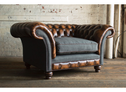 Chesterfield Design tessuto divano poltrona 1,5 posti divani imbottiti Lounge Nuovo Club