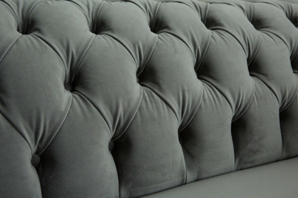 Chesterfield lusso divano a 2 posti in tessuto di stoffa divano imbottito, nuovo.