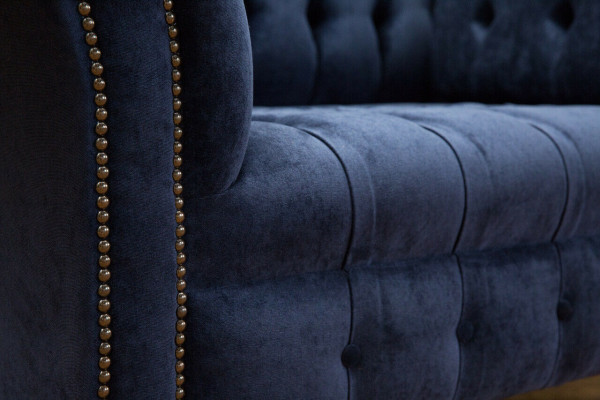 Chesterfield poltrona divano imbottita divano divani 1,5 posti singolo blu tessile