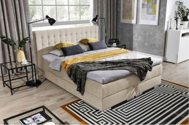 Design Chesterfield letto in velluto tessuto imbottito alberghiero camere da letto Nuovo