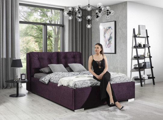 Letto imbottito di lusso design doppio letti per hotel 180x200cm camera da letto tessile nuovo