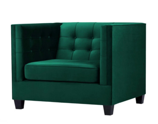 Poltrona Chesterfield Moderna per Soggiorno in Tessuto Verde, Mobili Creativi Nuovi.