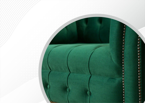 Chesterfield poltrona in tessuto verde design imbottita Nuovo soggiorno di lusso creativo