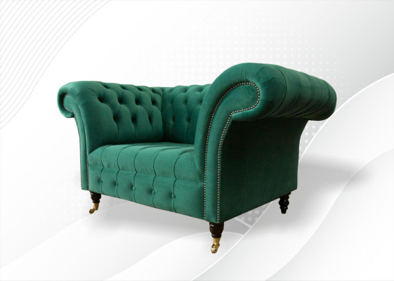 Chesterfield poltrona in tessuto verde design imbottita Nuovo soggiorno di lusso creativo