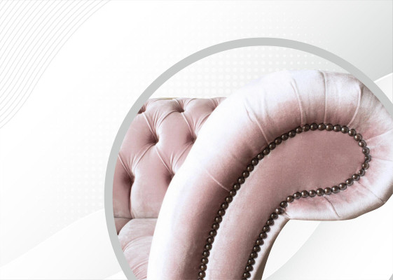 Poltrona Chesterfield in tessuto rosa per il soggiorno, design moderno, mobili creativi, nuovi.