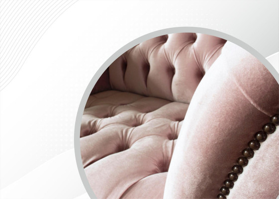 Poltrona Chesterfield in tessuto rosa per il soggiorno, design moderno, mobili creativi, nuovi.