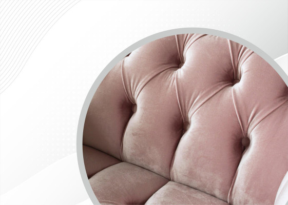 Poltrona Chesterfield in tessuto rosa per il soggiorno, design moderno, mobili creativi, nuovi.