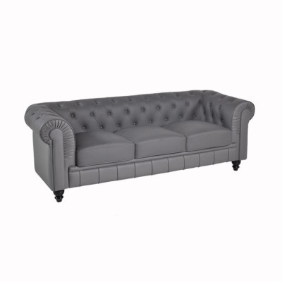 Divano grigio Chesterfield in ufficio Divano per l'accoglienza in pelle tessile Nuovo jvmoebel ®
