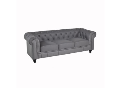 Divano grigio Chesterfield in ufficio Divano per l'accoglienza in pelle tessile Nuovo jvmoebel ®