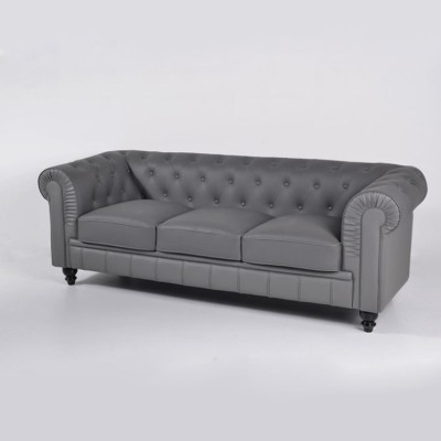 Divano grigio Chesterfield in ufficio Divano per l'accoglienza in pelle tessile Nuovo jvmoebel ®